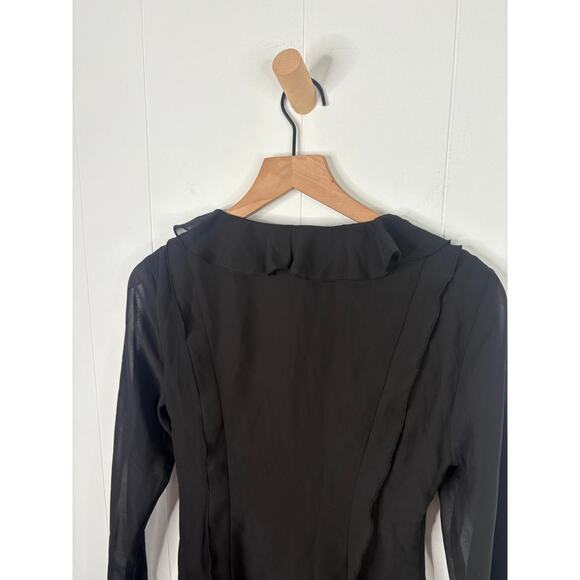 White Fox Falling To Pieces Black Ruffle Sheer Long Sleeve Mini Dress Size XS - Picture 9 of 12